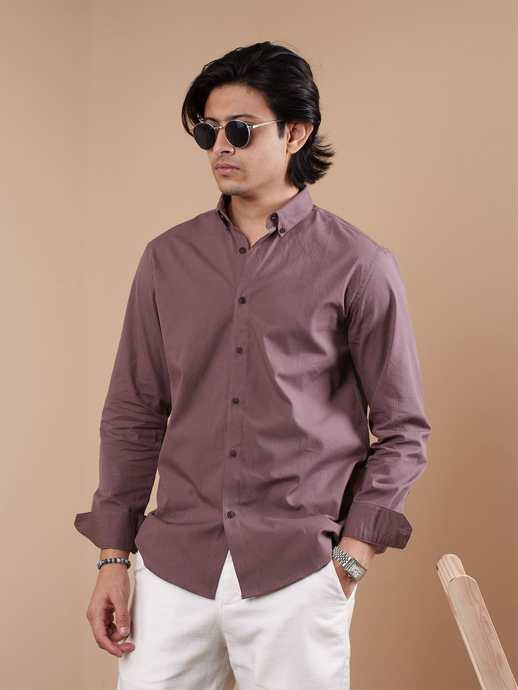 SUNFEST Mauve Textured Shirt - BazeLine