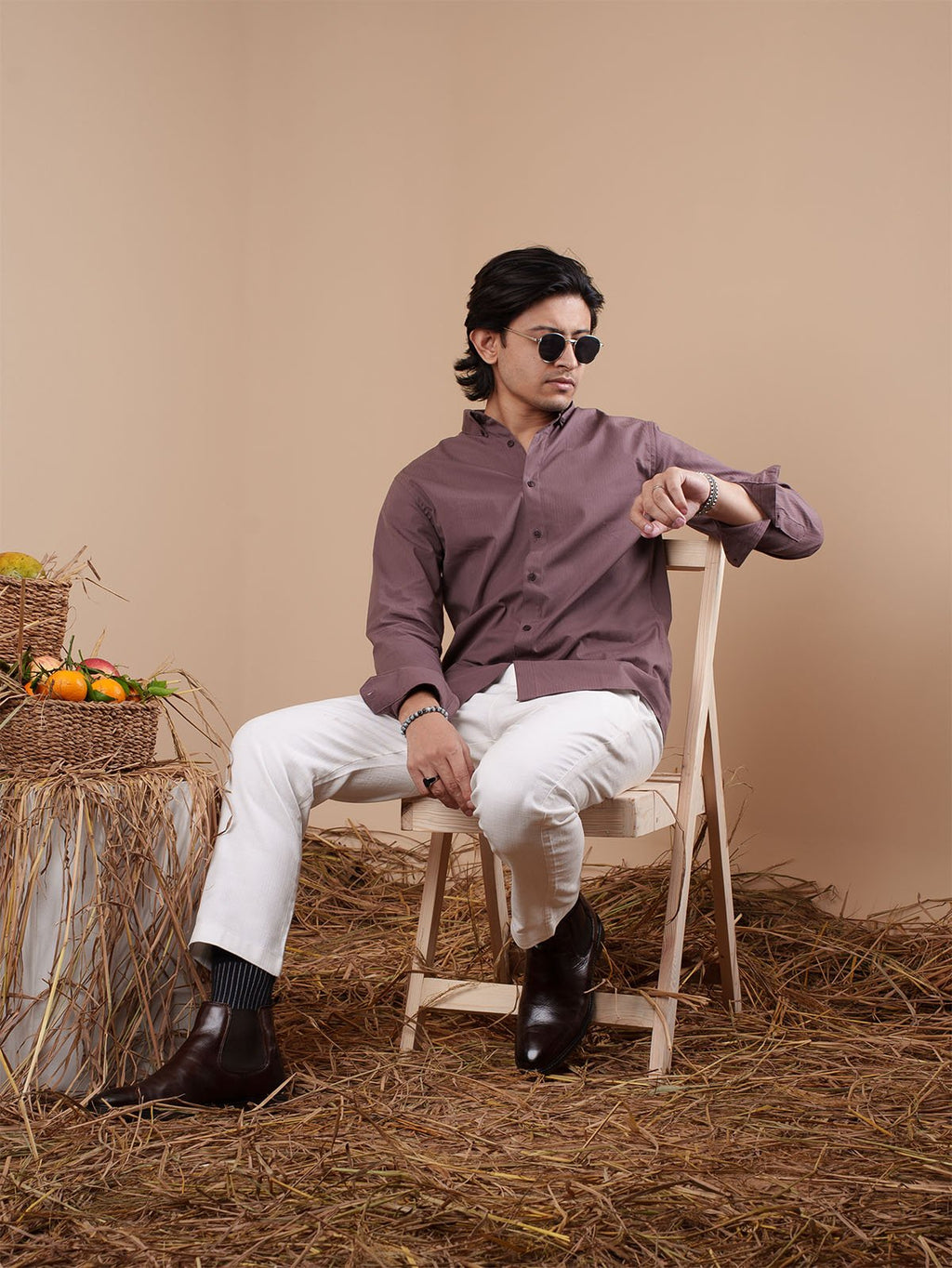 SUNFEST Mauve Textured Shirt - BazeLine