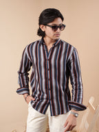 SUNFEST Navy - Orange Multi-Stripe Shirt - BazeLine