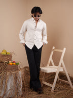 SUNFEST Off-White and Red Pinstripe Shirt - BazeLine