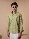SUNFEST Olive and White Stripe Shirt - BazeLine