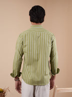 SUNFEST Olive and White Stripe Shirt - BazeLine