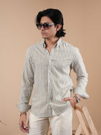 SUNFEST Olive - Off - White Stripe Shirt - BazeLine