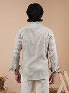 SUNFEST Olive - Off - White Stripe Shirt - BazeLine