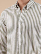 SUNFEST Olive - Off - White Stripe Shirt - BazeLine