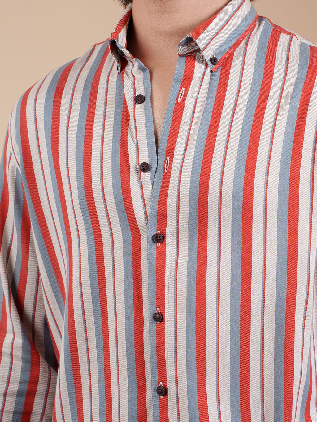 SUNFEST Red - Grey Multi - Stripe Shirt - BazeLine
