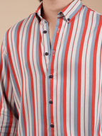 SUNFEST Red - Grey Multi - Stripe Shirt - BazeLine