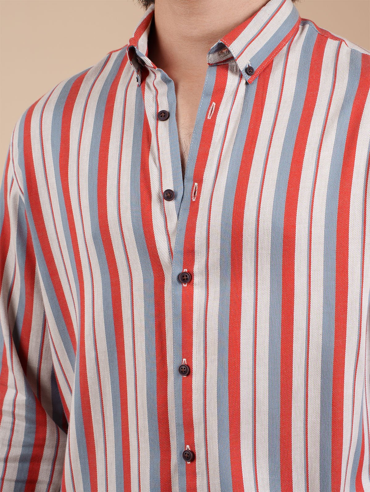 SUNFEST Red - Grey Multi - Stripe Shirt - BazeLine