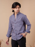 SUNFEST Slate Blue and Red Stripe Shirt - BazeLine