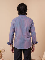 SUNFEST Slate Blue and Red Stripe Shirt - BazeLine