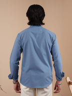 SUNFEST Slate Blue Textured Shirt - BazeLine