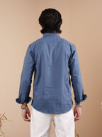SUNFEST Steel Blue Textured Shirt - BazeLine
