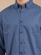 SUNFEST Steel Blue Textured Shirt - BazeLine