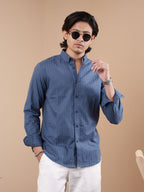 SUNFEST Steel Blue Textured Shirt - BazeLine