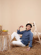 SUNFEST Steel Blue Textured Shirt - BazeLine