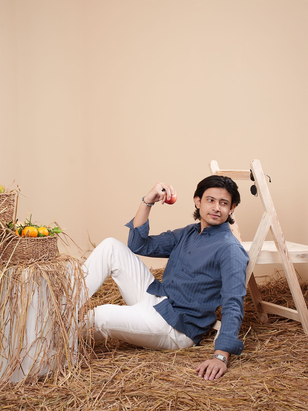 SUNFEST Steel Blue Textured Shirt - BazeLine