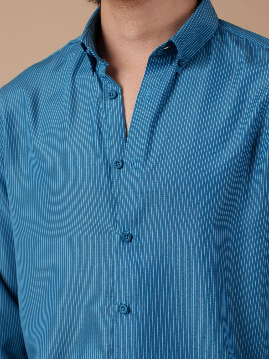 SUNFEST Teal Pinstripe Shirt - BazeLine