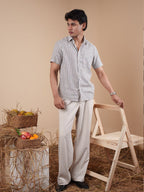 White and Black Stripe Half Sleeve Shirt - BazeLine