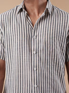 White and Black Stripe Half Sleeve Shirt - BazeLine