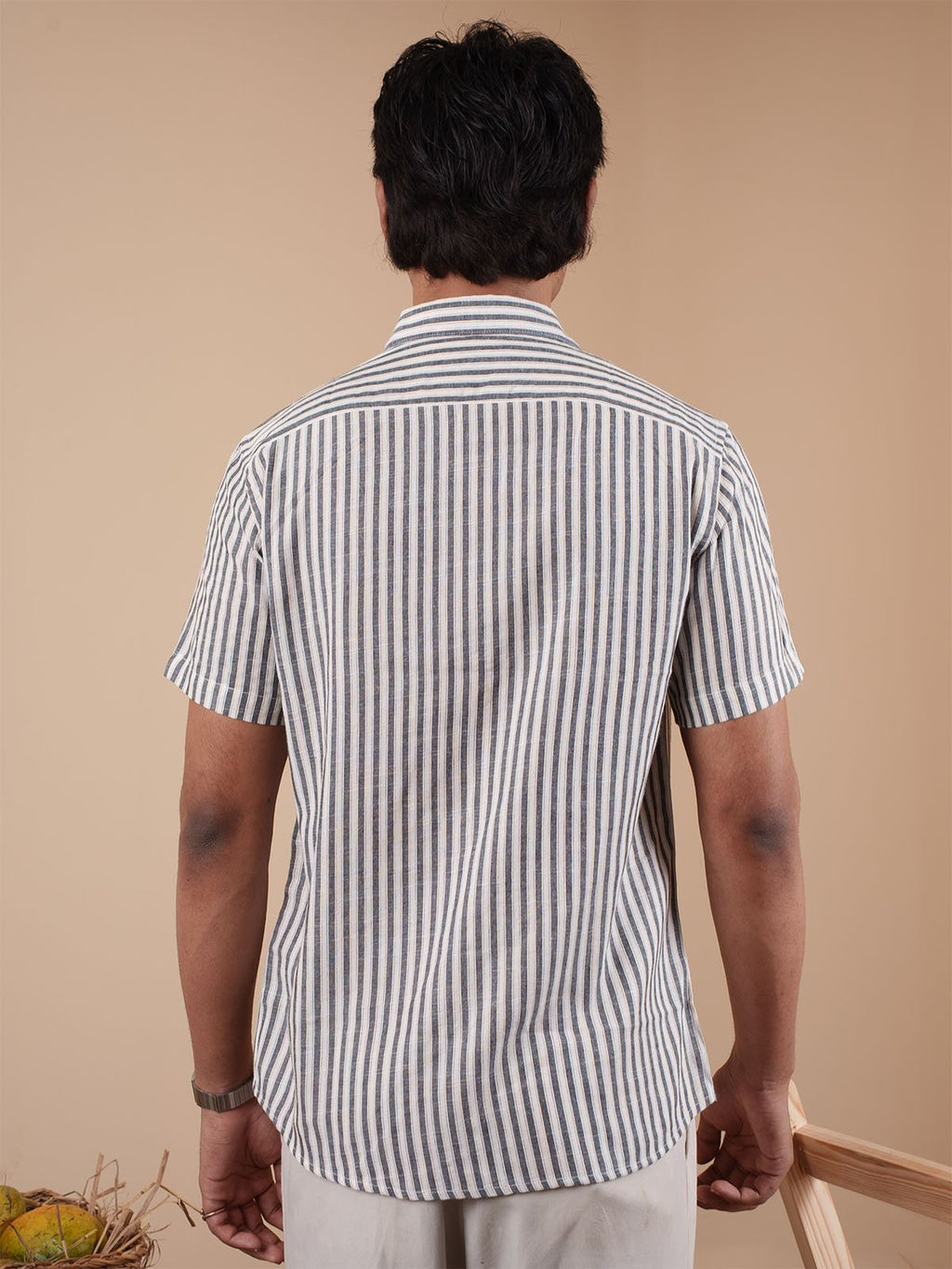 White and Black Stripe Half Sleeve Shirt - BazeLine