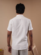 White Fancy Half Sleeve Shirt - BazeLine