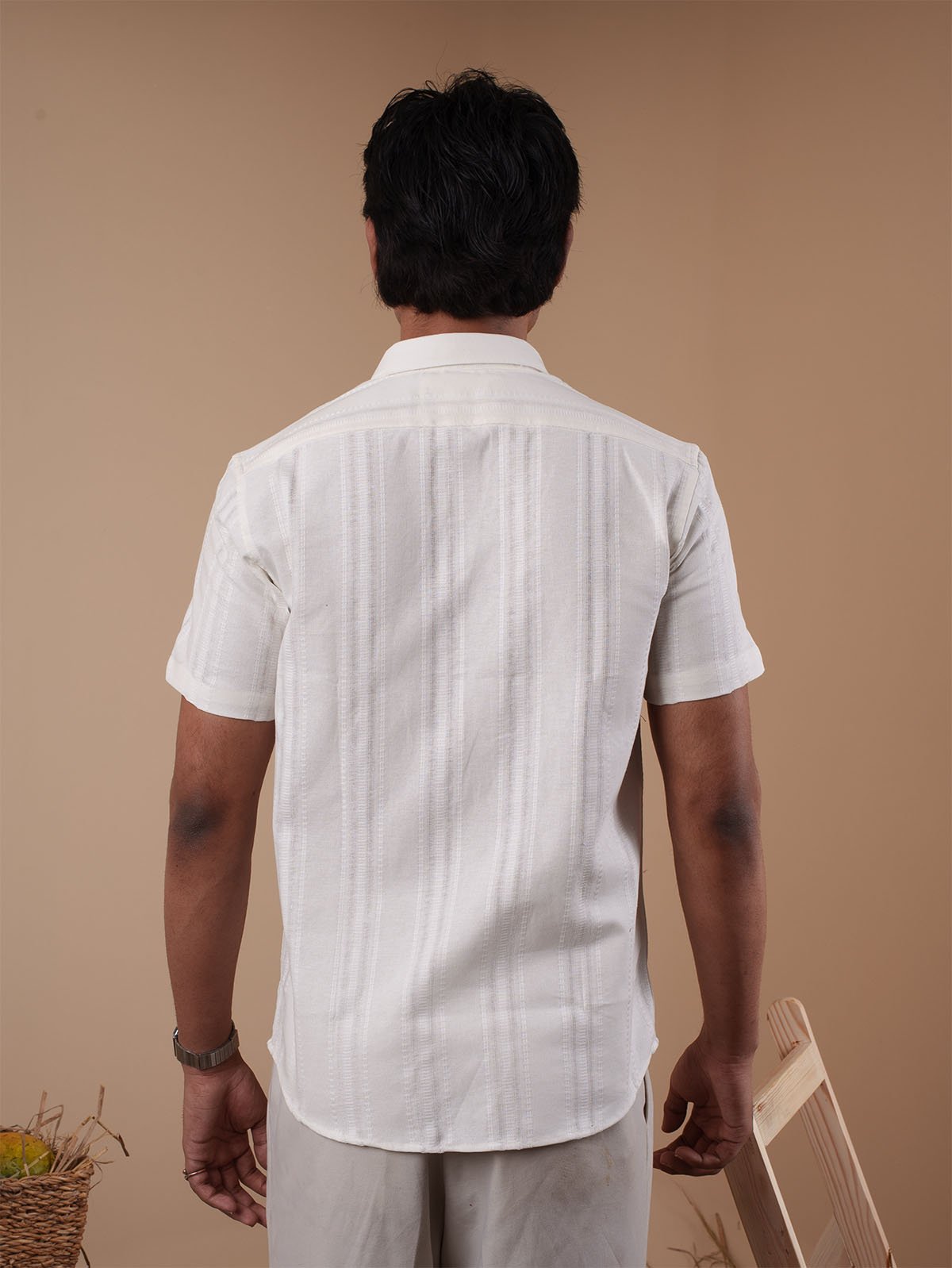 White Fancy Half Sleeve Shirt - BazeLine