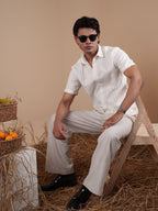 White Fancy Half Sleeve Shirt - BazeLine