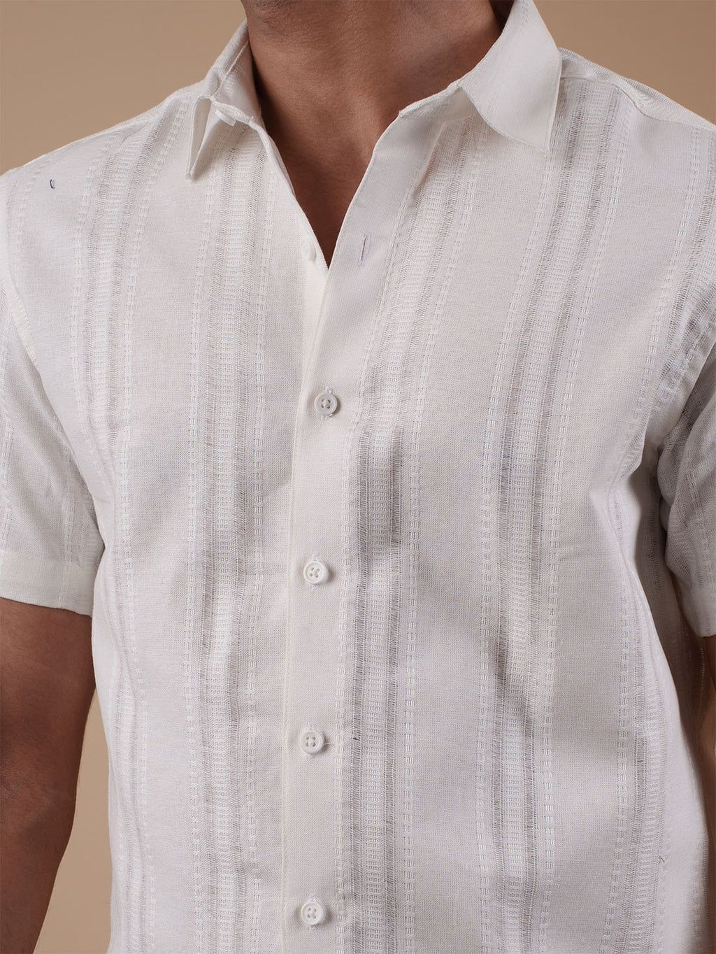 White Fancy Half Sleeve Shirt - BazeLine
