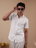 White Fancy Half Sleeve Shirt - BazeLine