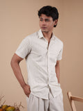 White Pinstripe Half Sleeve Shirt - BazeLine