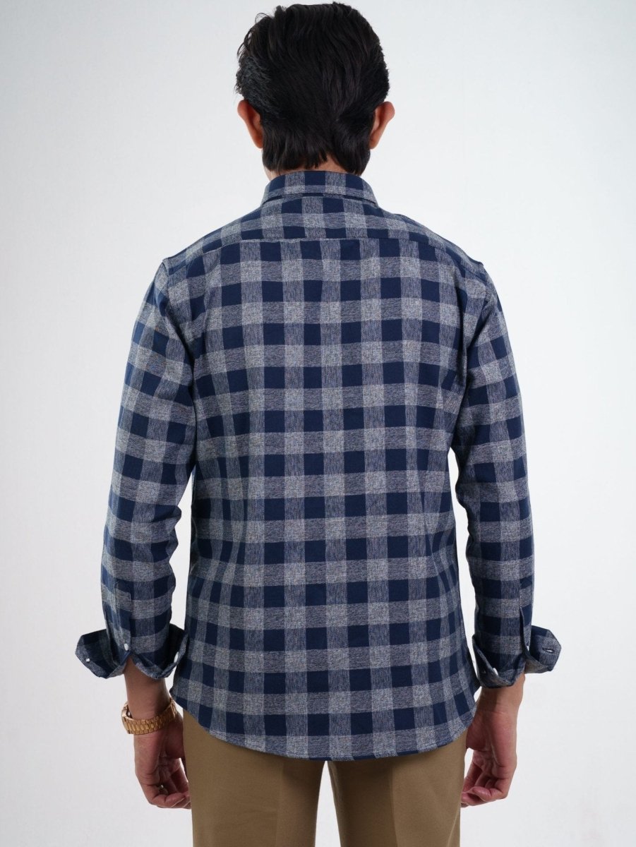 WINTR Navy Grey Check Shirt - BazeLine