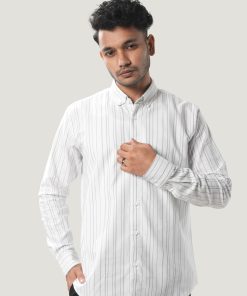 Classic White Shirt with Black Stripes
