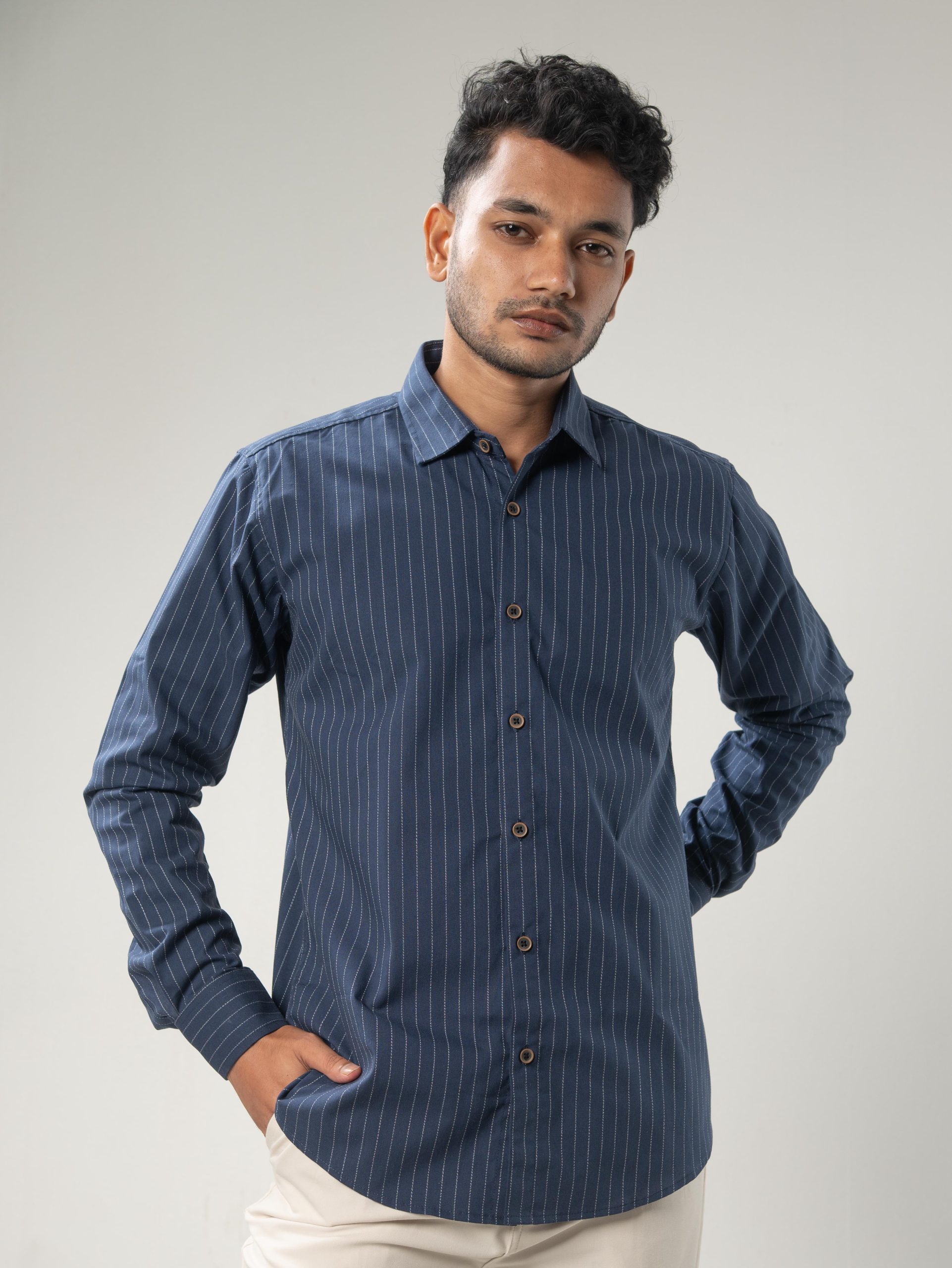 Crisp Blue Shirt with White Stripes
