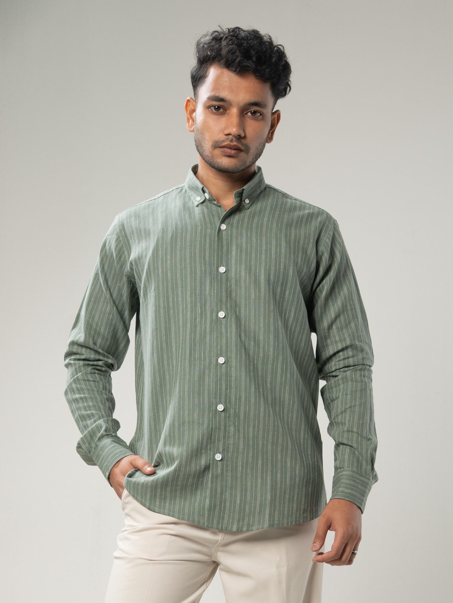Earthy Olive Cotton Shirt