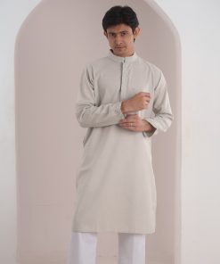 White Ash Elegance – Premium Indian Fabric Panjabi