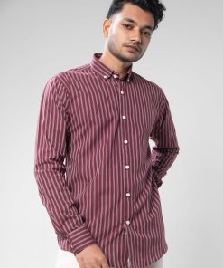 Maroon with Thin Stripe Shirt