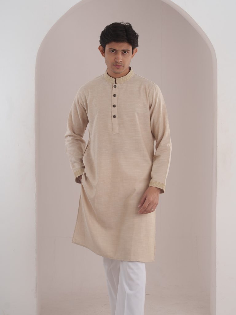 Ivory Calm – Pure Cotton Cream Panjabi