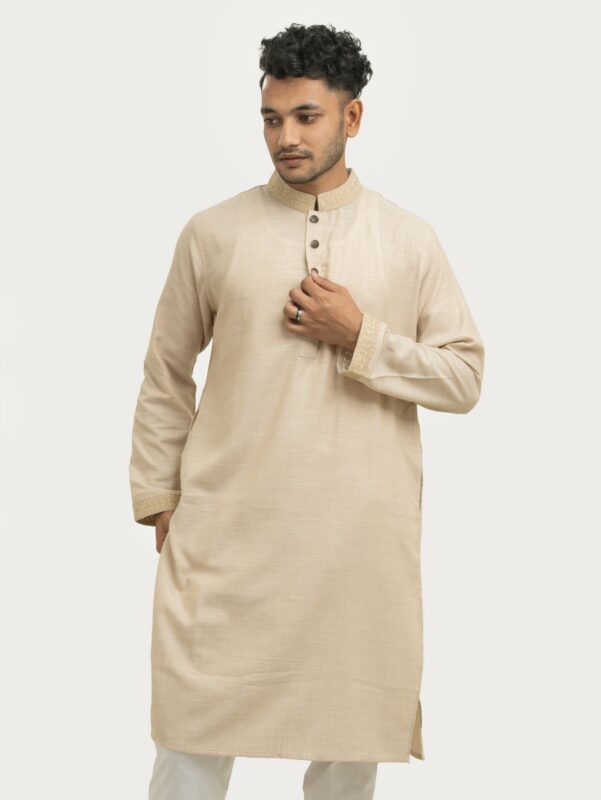 Ivory Calm – Pure Cotton Cream Panjabi
