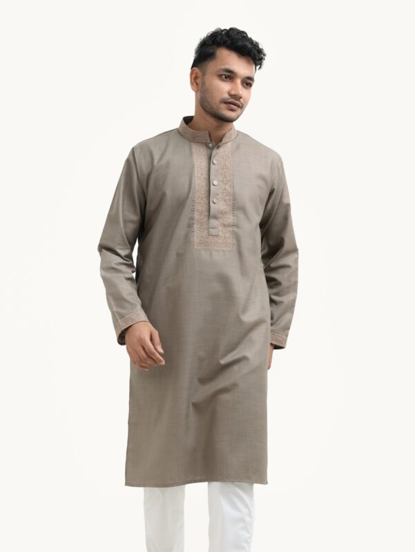 Oyster Mist – Elegant Panjabi in Beige
