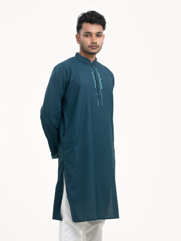 Teal Grace – Classic Embroidered Panjabi
