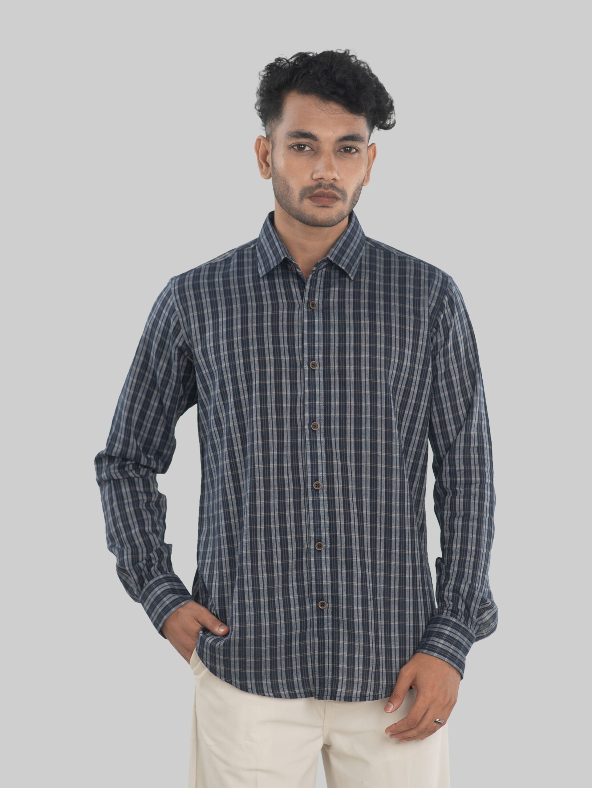 Slate Blue Check Shirt