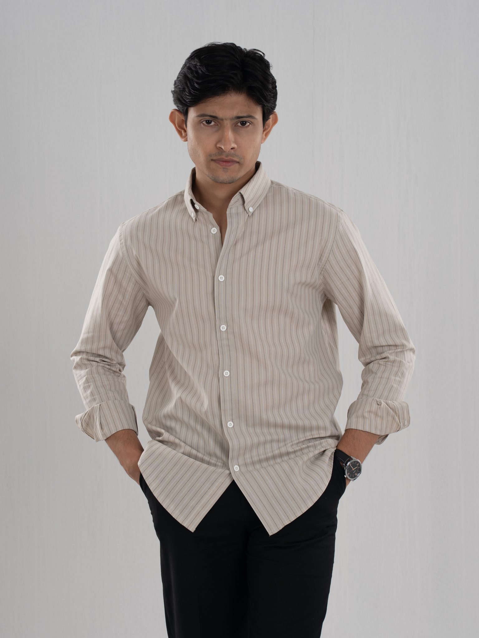ETERNA Beige Stripes Shirt