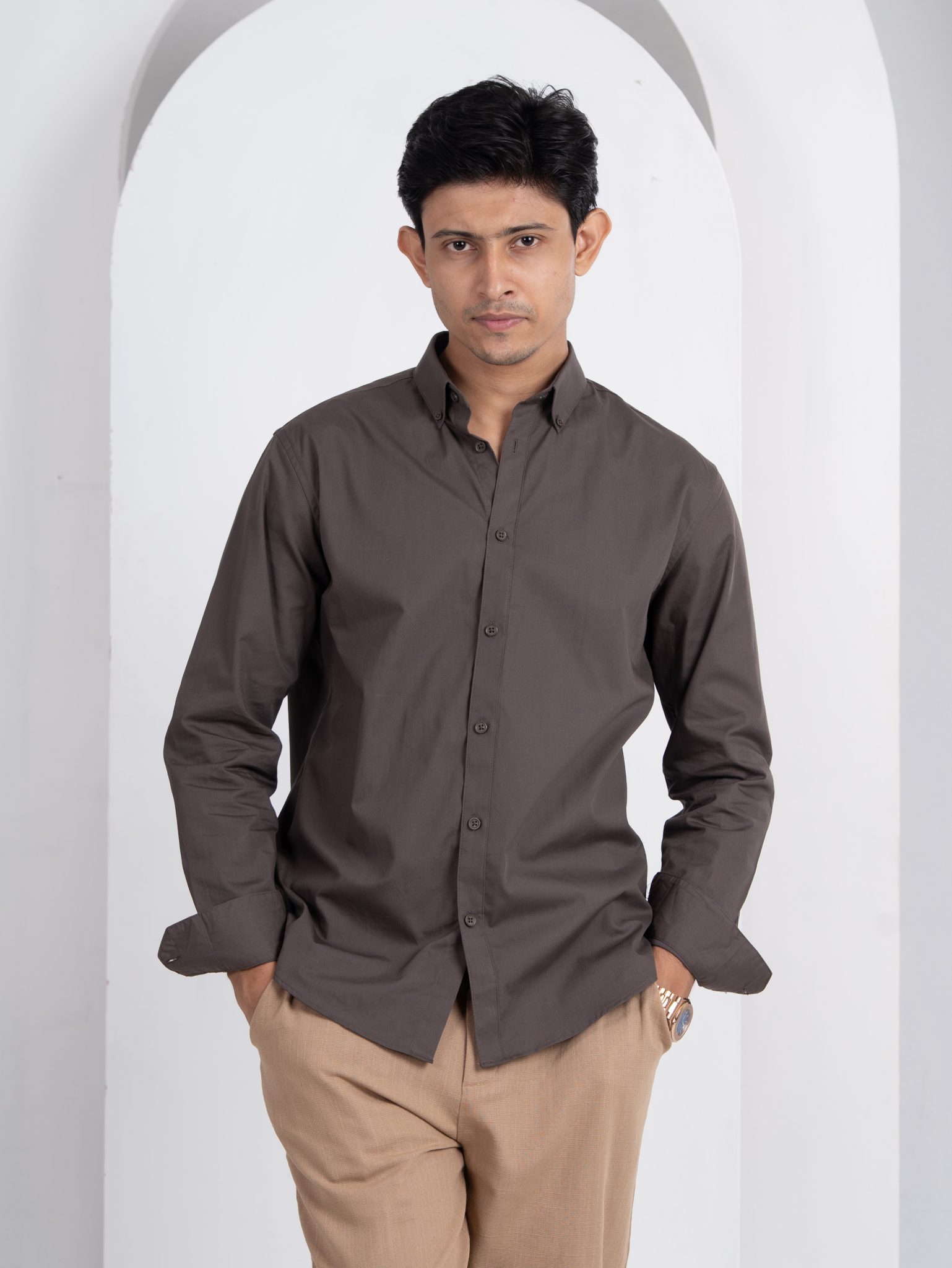 SOLID Charcoal Brown Shirt