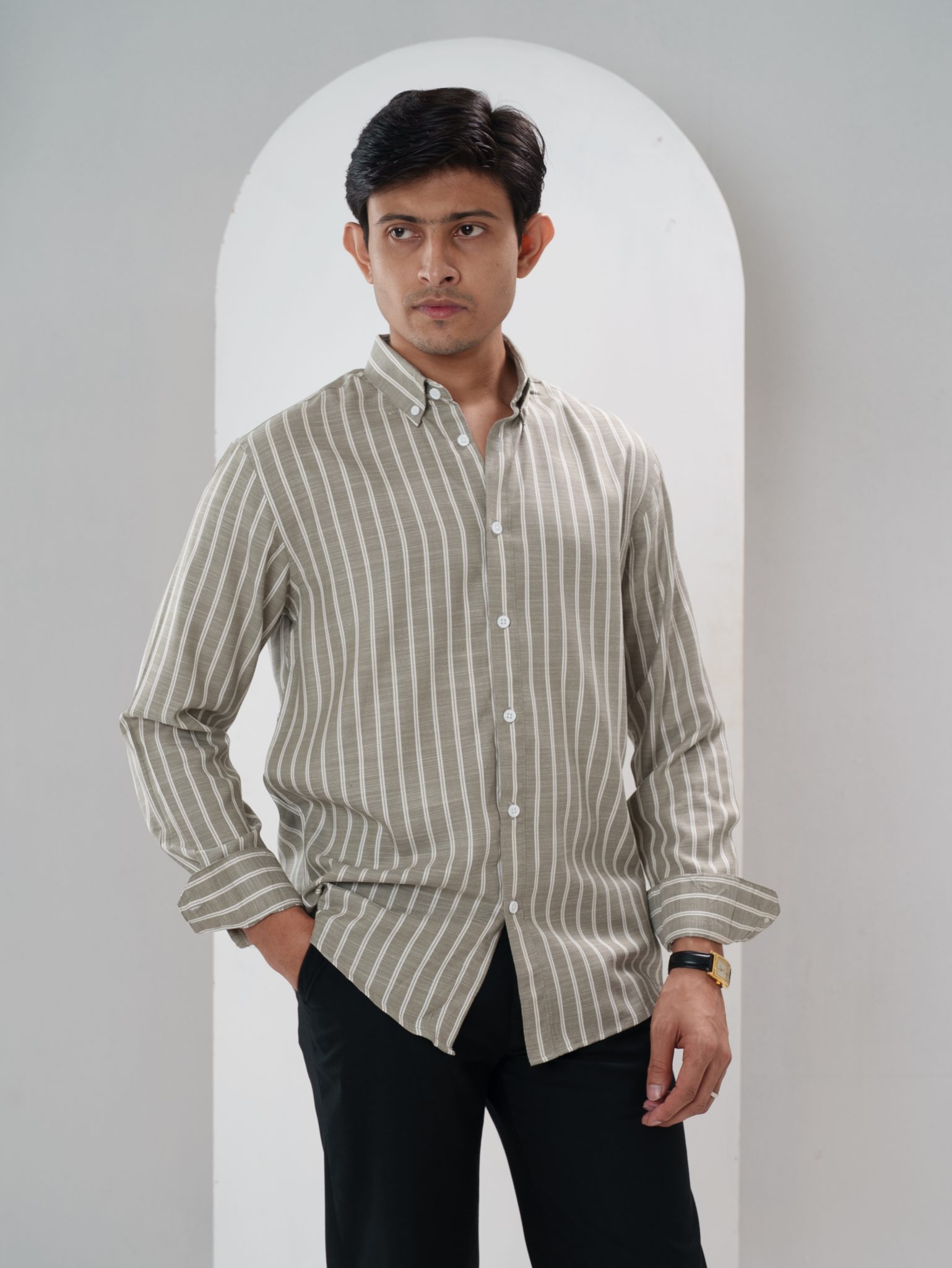 ELEMENT Light Olive Striped Shirt