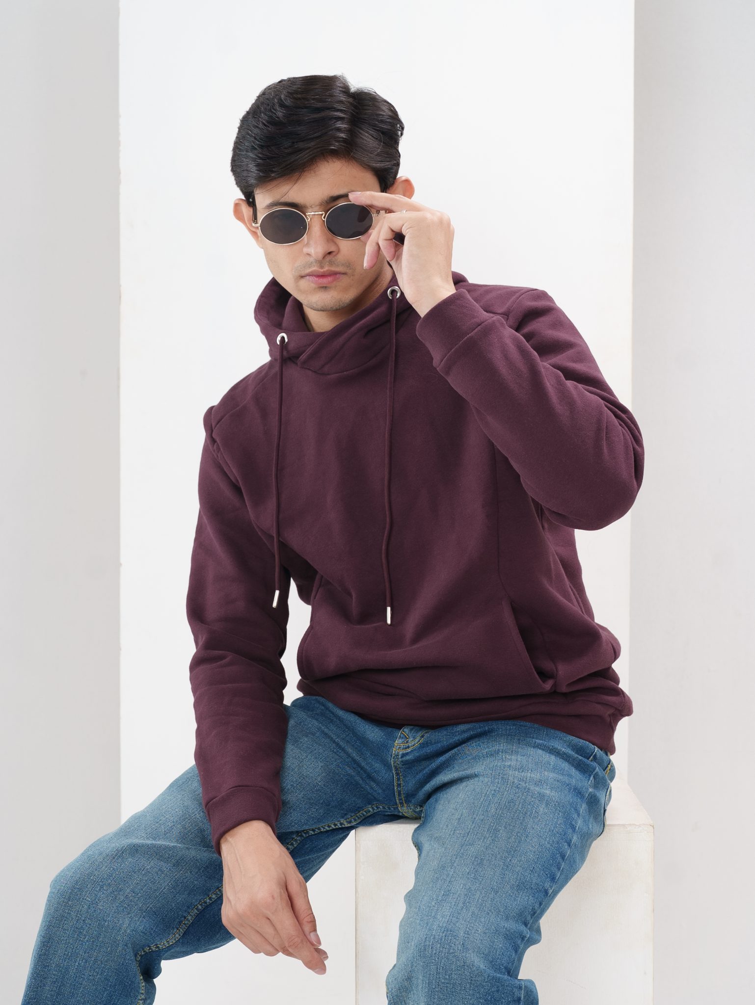 Solid Deep Maroon Hoodie