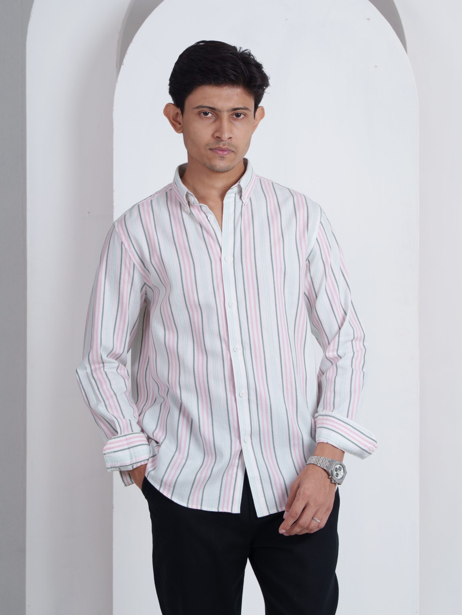 SOLACE White Multi Striped Shirt