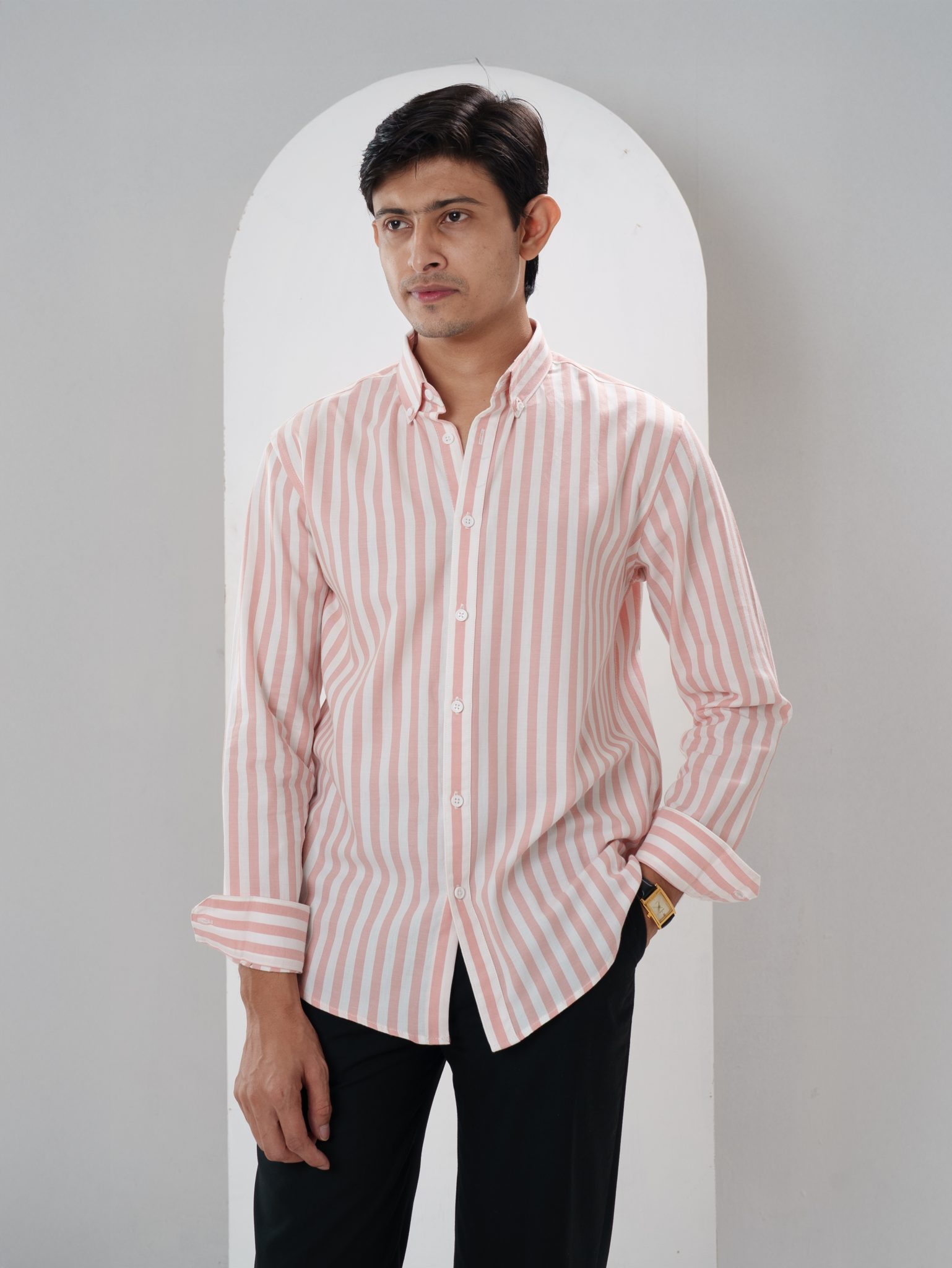 ELEMENT Coral Pink Striped Shirt