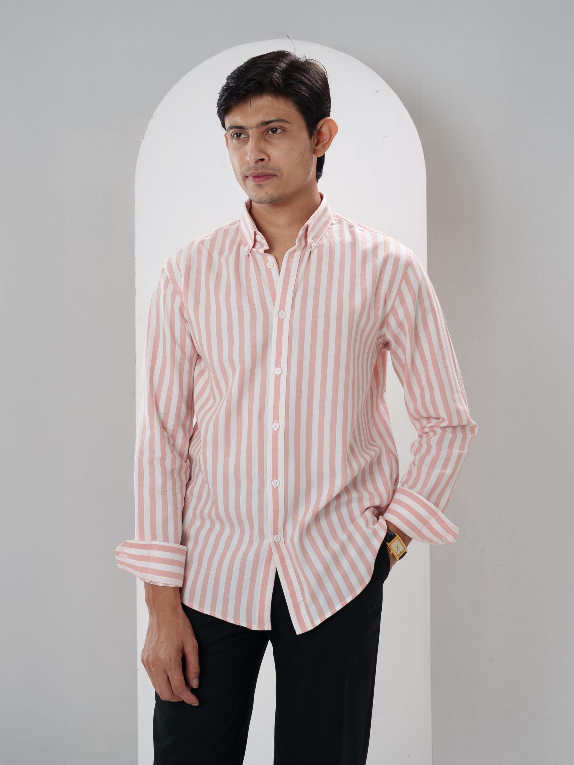 ELEMENT Coral Pink Striped Shirt