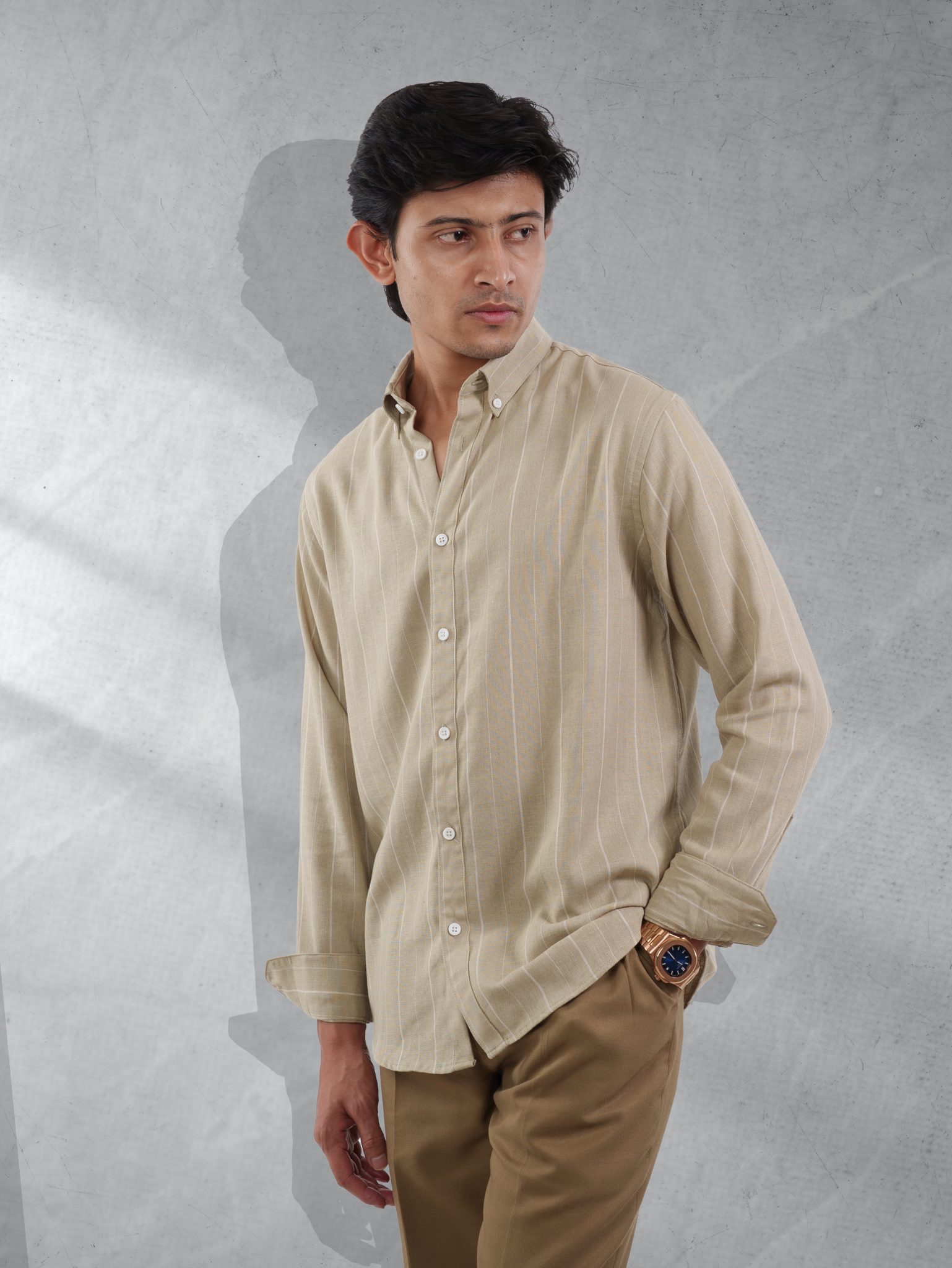PRIME Sand Beige Stripe Shirt