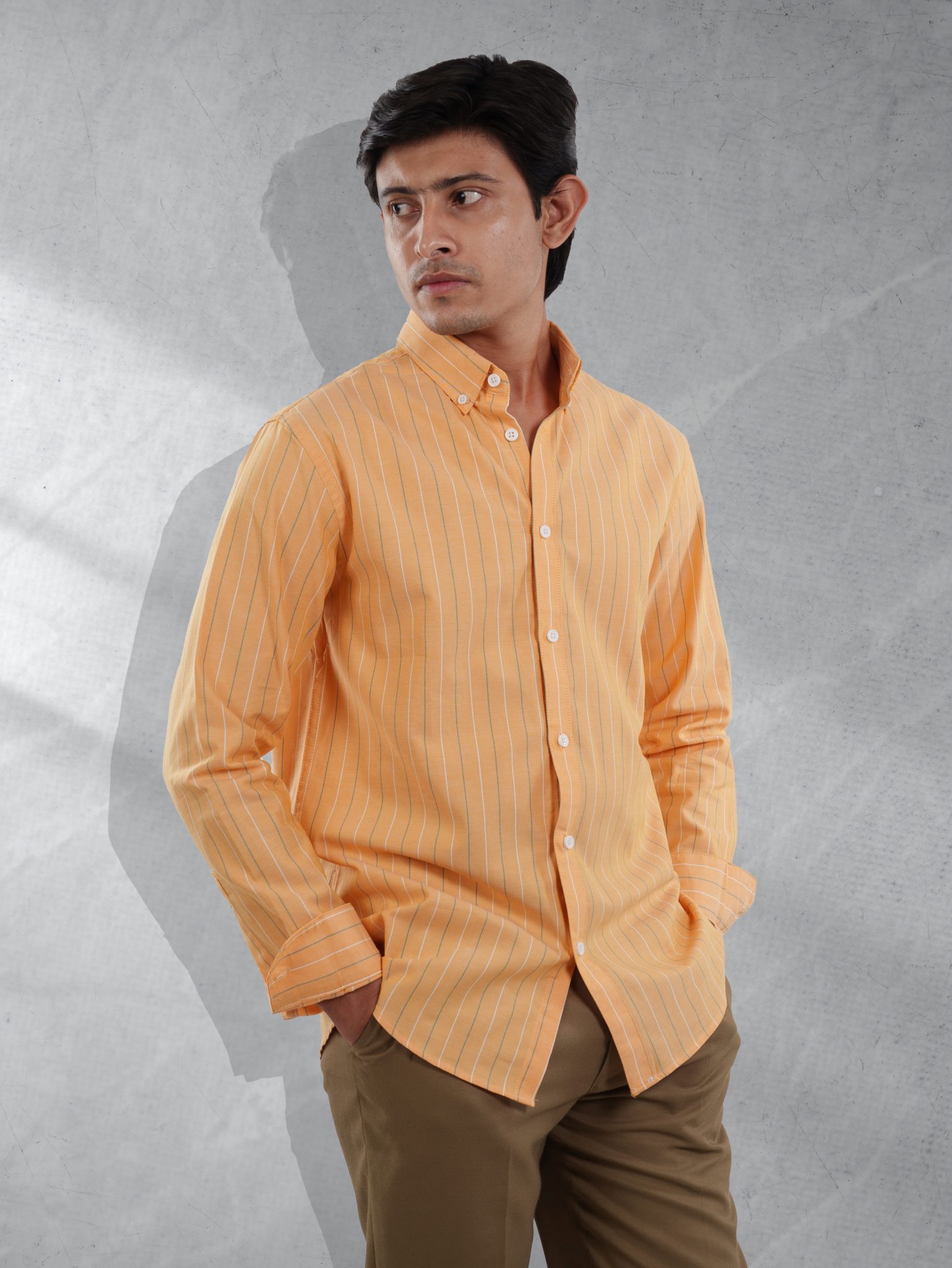 PRIME Apricot Yellow Stripe Shirt